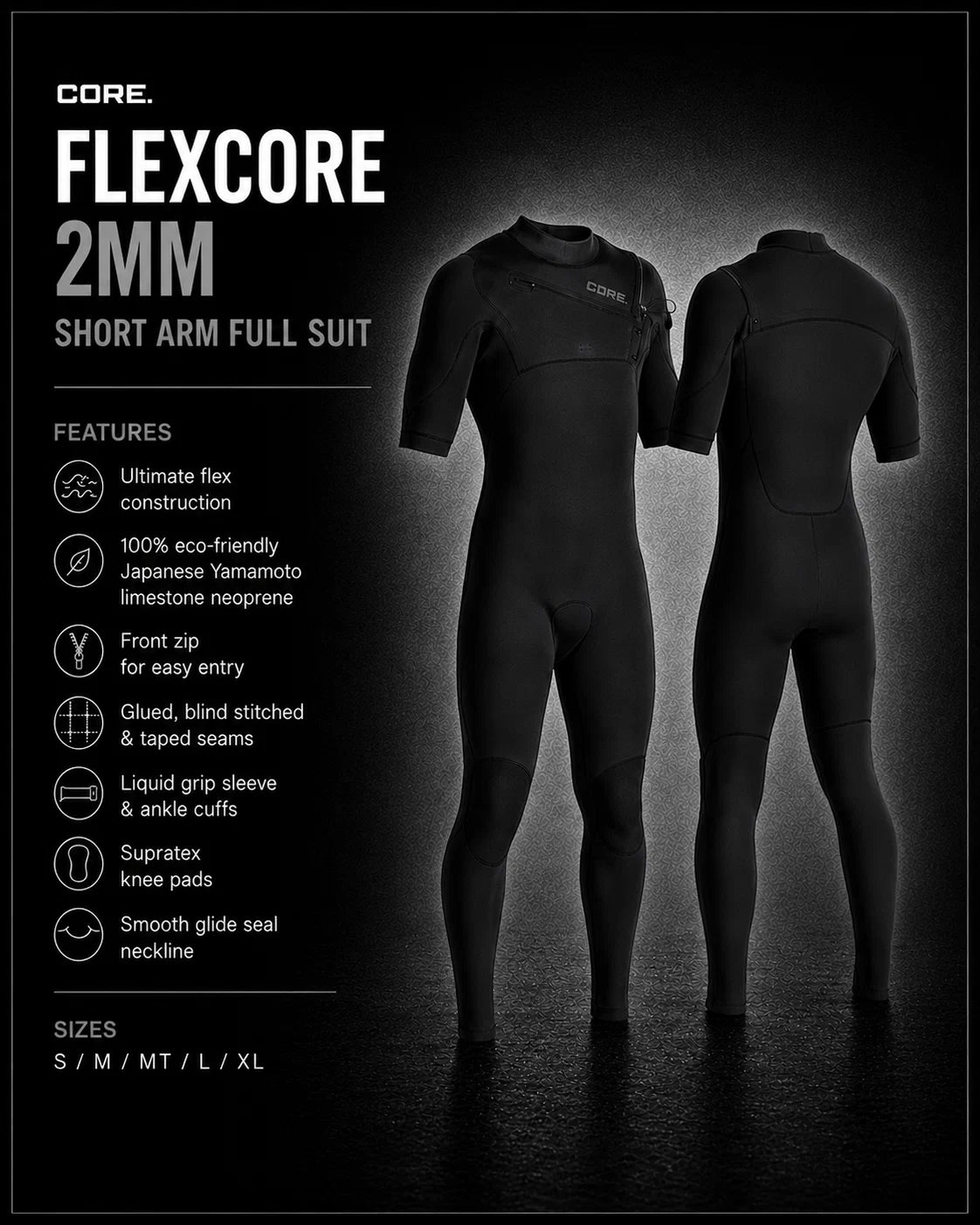 Core FlexCore 2mm Short Arm Long Leg Mens Wetsuit
